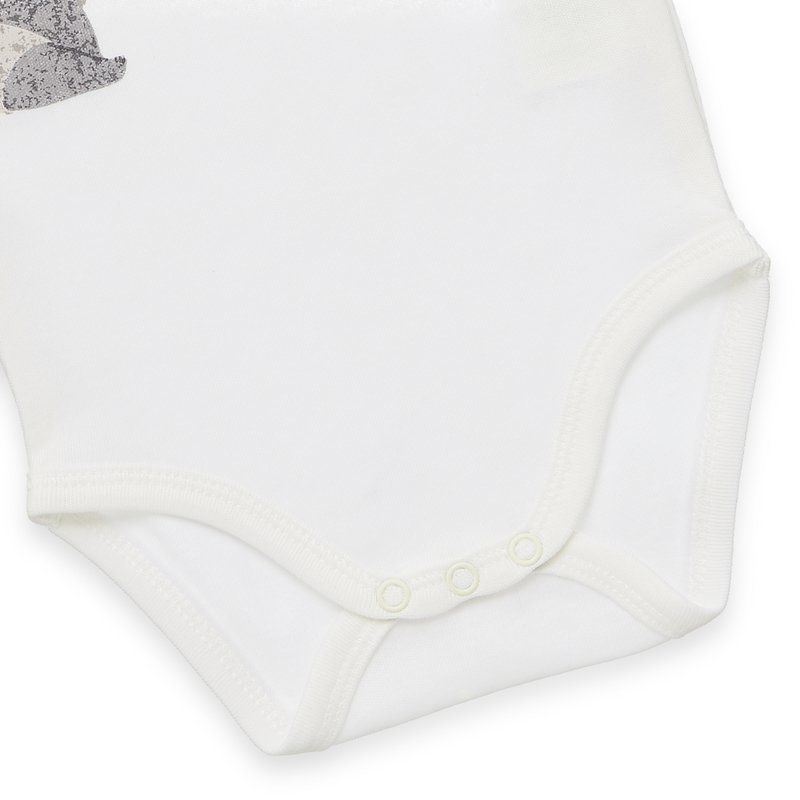 Baby Body Kurzarm - Panda Print, Interlock - Off White