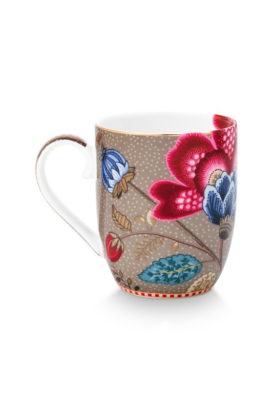 Set/2 Mugs Small Blooming Tales Fantasy Khaki