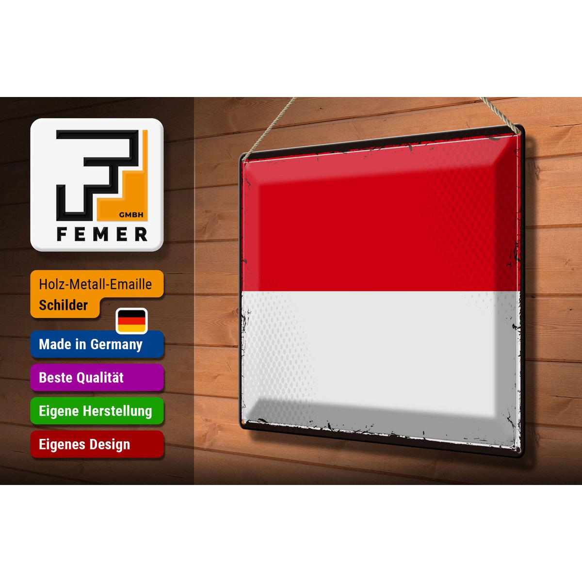 Tin Sign Flag Indonesia 40x30cm Retro Flag Indonesia
