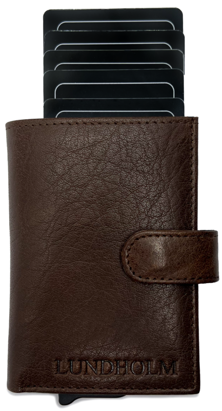 Porta carte da uomo estensibile Lundholm - con scomparto per monete, banconote - porta carte in pelle porta carte di credito estensibile da uomo
