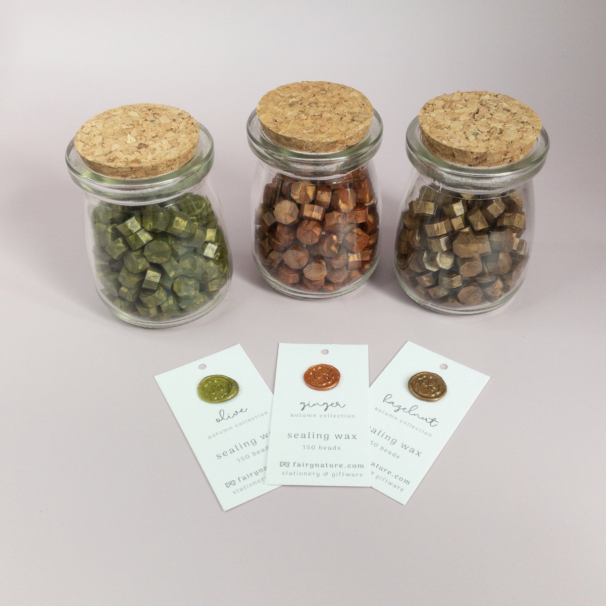 Herbstkollektion, Siegelwachsperlen im Glasbehälter x3 Pack | Briefumschlag | Hobbys | Schreibwaren