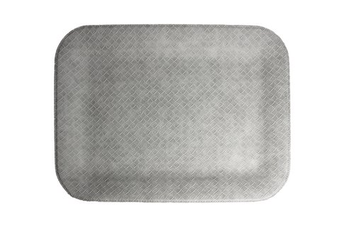 Tablet platte groot synthetisch leer grijs diagonaal patroon serveerlade