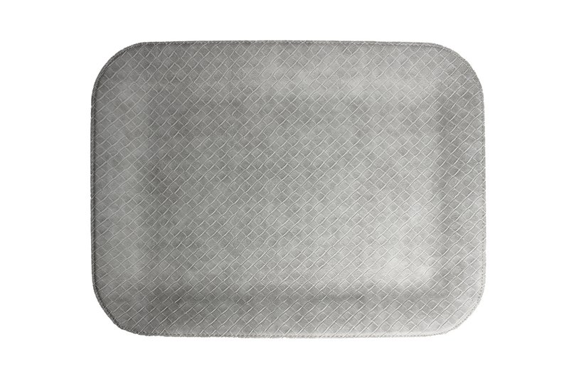 Tablette plate grande bac à motifs gris en cuir synthétique gris en diagonale