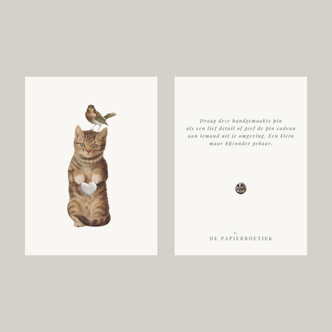 Karte mit Pin | Katze & Vogel (NL)