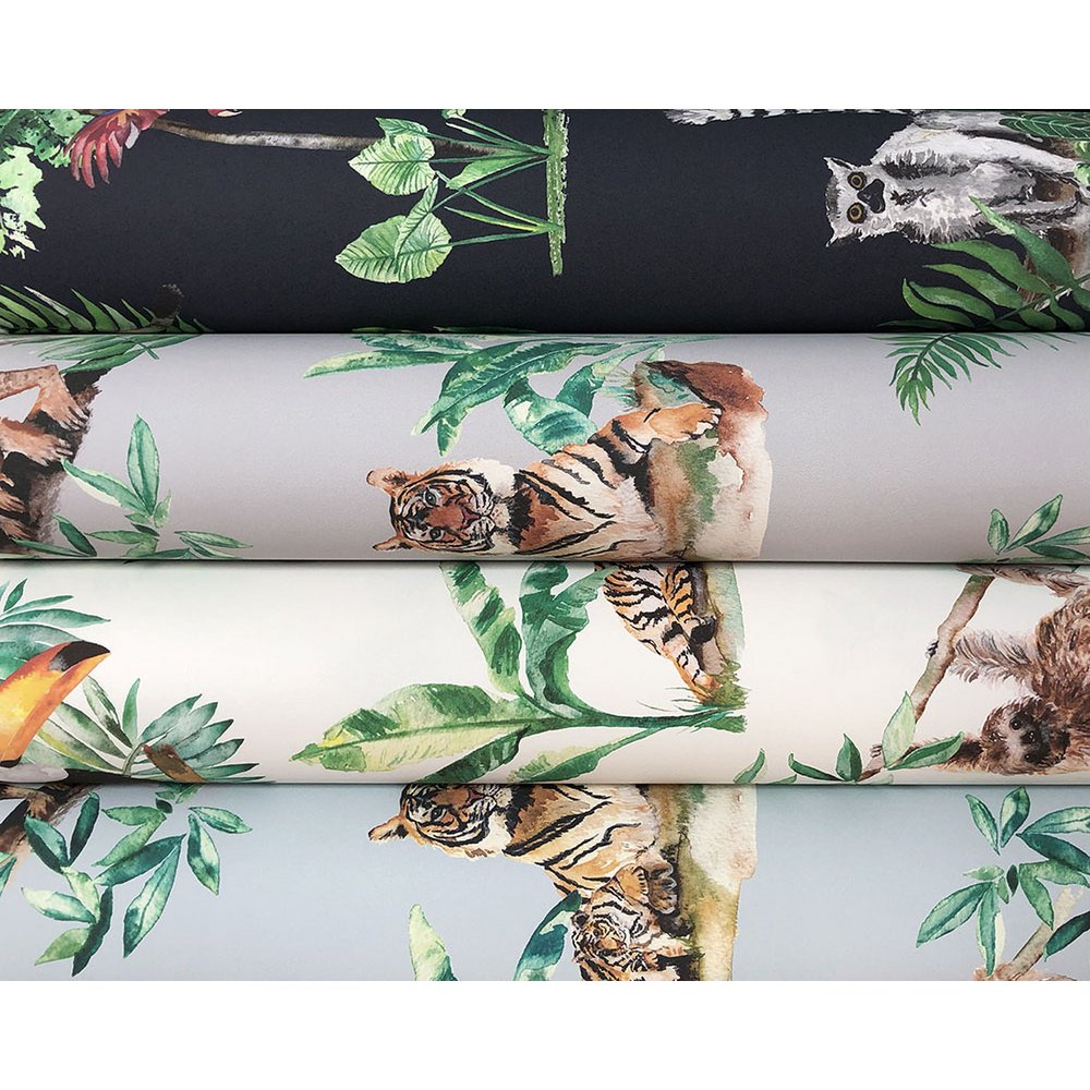 Papel Pintado Infantil Animales de la Selva - Color Azul