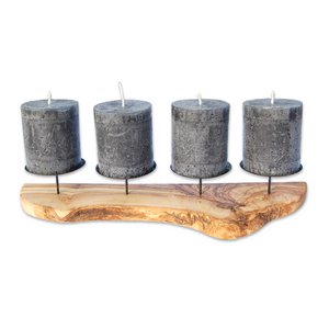 4 candlesticks ADVENT-rustic made of olive wood