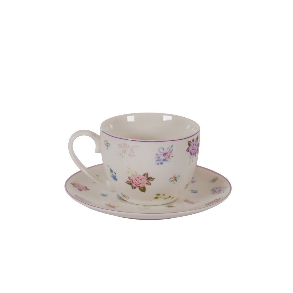 Coppa di porcellana con flora piattino 220 ml di rosa Isabelle