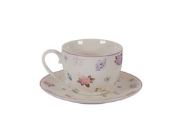 Coppa di porcellana con flora piattino 220 ml di rosa Isabelle