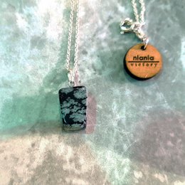 Sneeuwvlok Obsidiaan Sterling zilveren ketting, ruwe edelsteen ketting, hart hanger ketting, edelsteen ketting, Sterling zilveren ketting | door nlanlaVictory