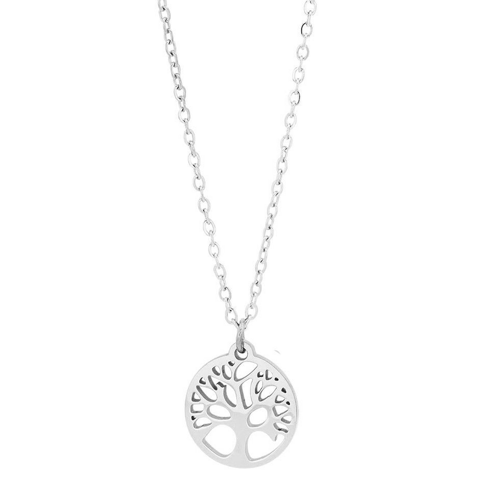 RVS ketting "Junia" met hanger - levensboom, 43 + 5 cm, zilverkleurig