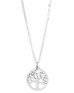 "Junia" stainless steel chain with pendant - tree of life, 43 + 5 cm, silver-colored