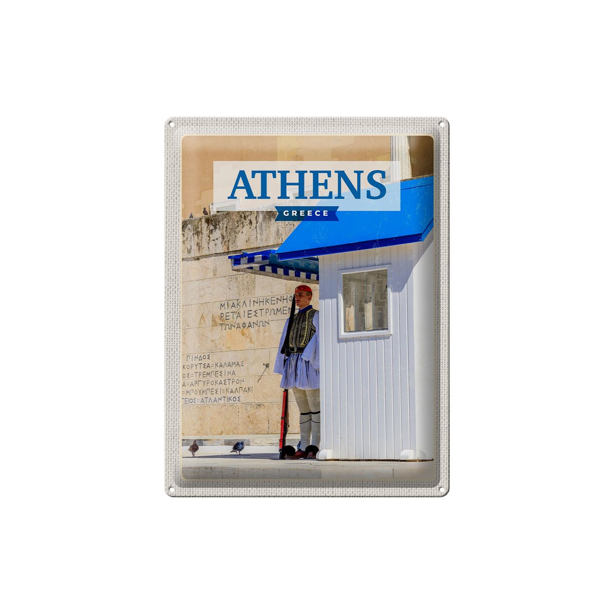 Tin Sign Travel 30x40cm Athens Greece Evzone Guard
