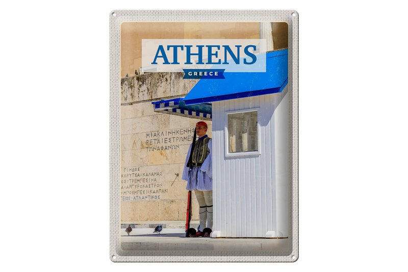 Tin Sign Travel 30x40cm Athens Greece Evzone Guard
