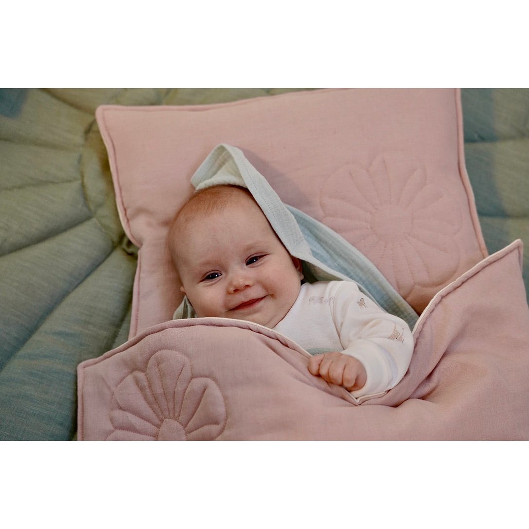 Set copri bambino in fiore di lino "Rosa chiaro"