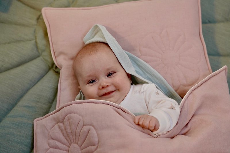 Set copri bambino in fiore di lino "Rosa chiaro"