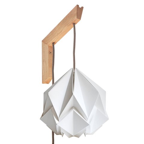 Wooden wall light and Origami Design paper pendant light