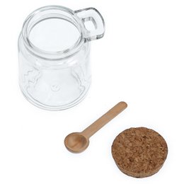 Storage jar with spoon and cork lid, 240 ml