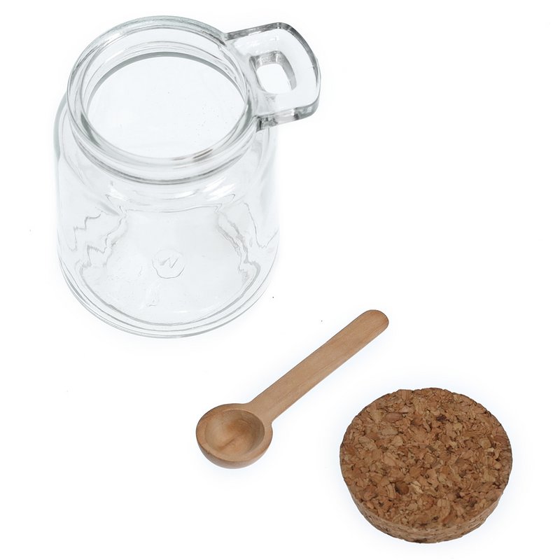 Storage jar with spoon and cork lid, 240 ml