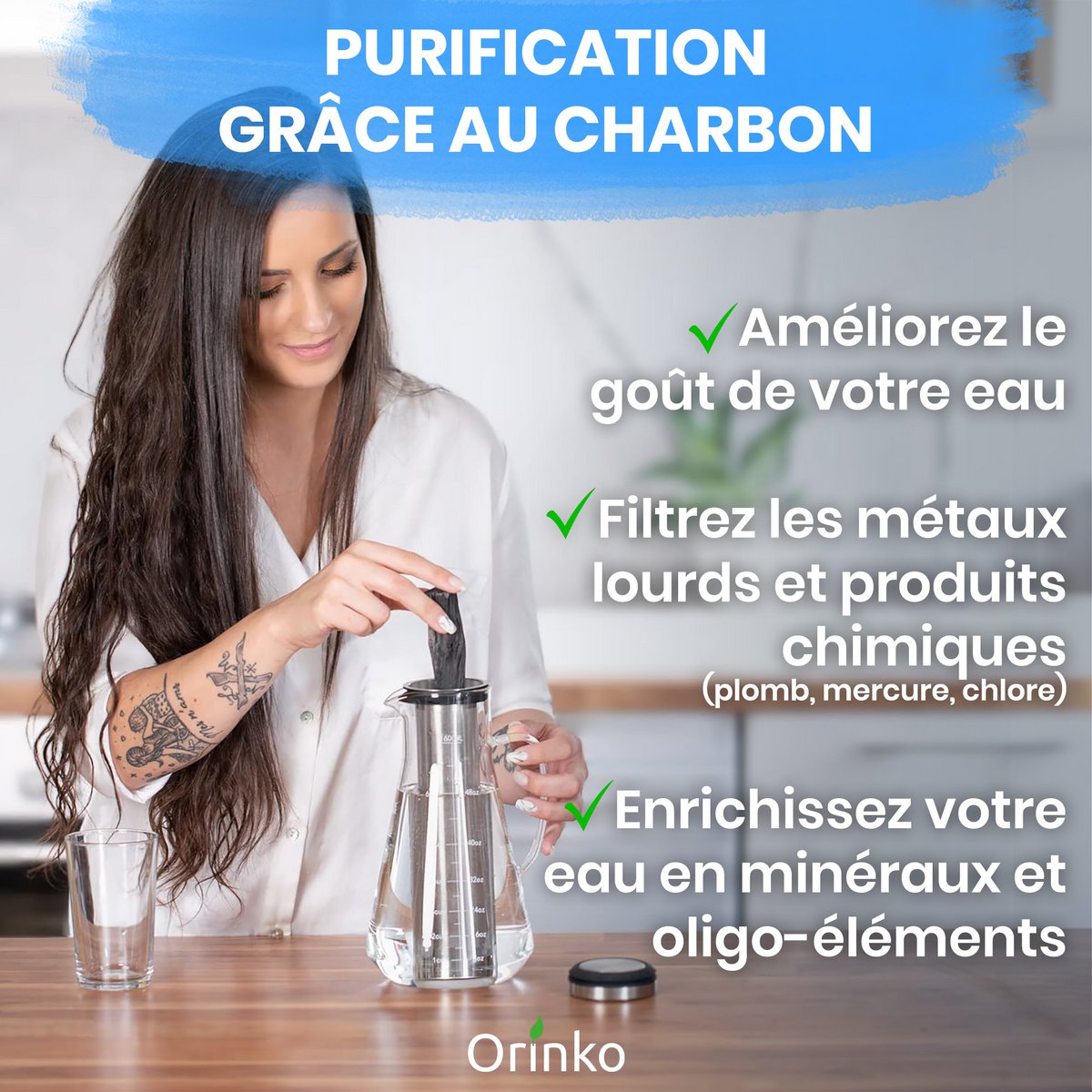Vandoprensning Kit: Carafe + Kishu Active Coal