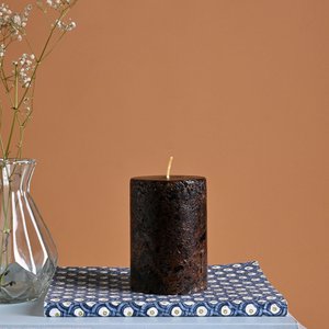 Stumpenkerze aus Marmor mit Myrrhe und Bernstein – Bronze-Kollektion | Handgefertigte Wachskerze mit Marmor-Finish und warmem, harzigem Duft | Luxuriöser Wohndekor-Akzent