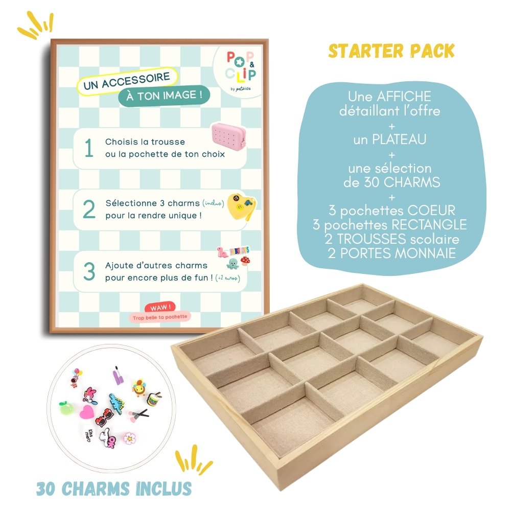 SARTER PACK - Pochettes et trousses en silicone à customiser - Bar à charms /DIY 