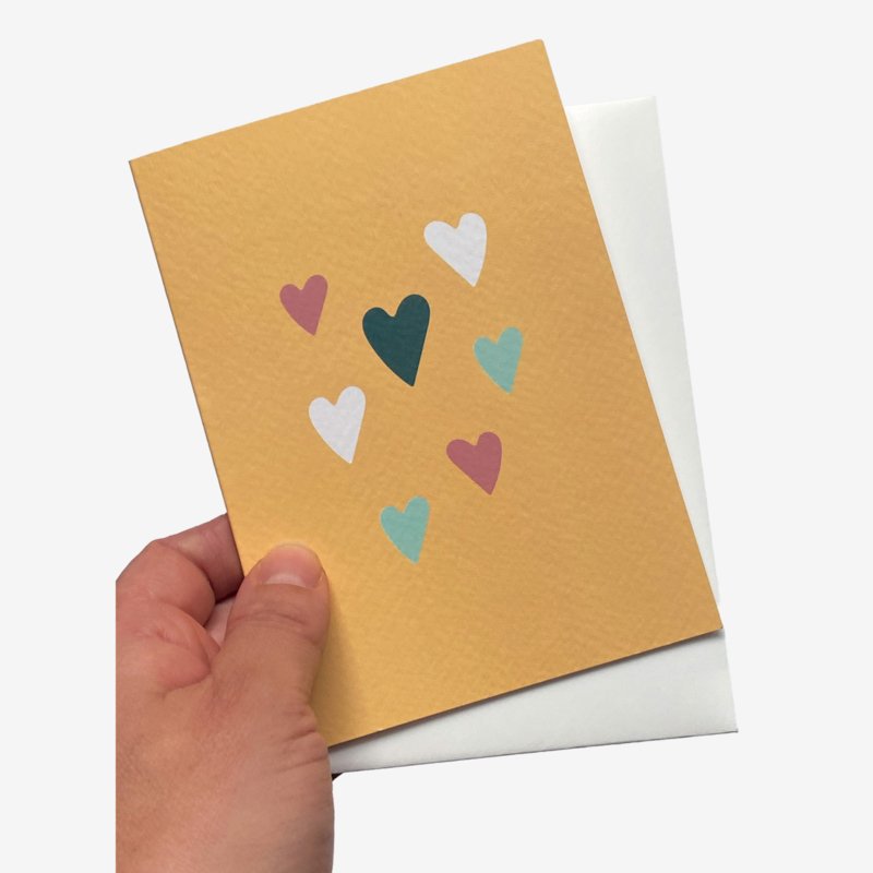 Carte double coeurs avec enveloppe