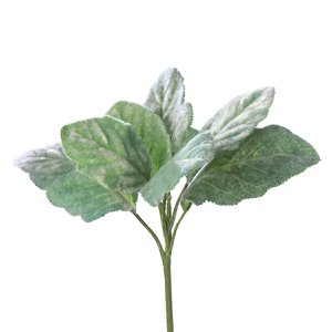 Decorative leaf branch "sage" green - pack of 12