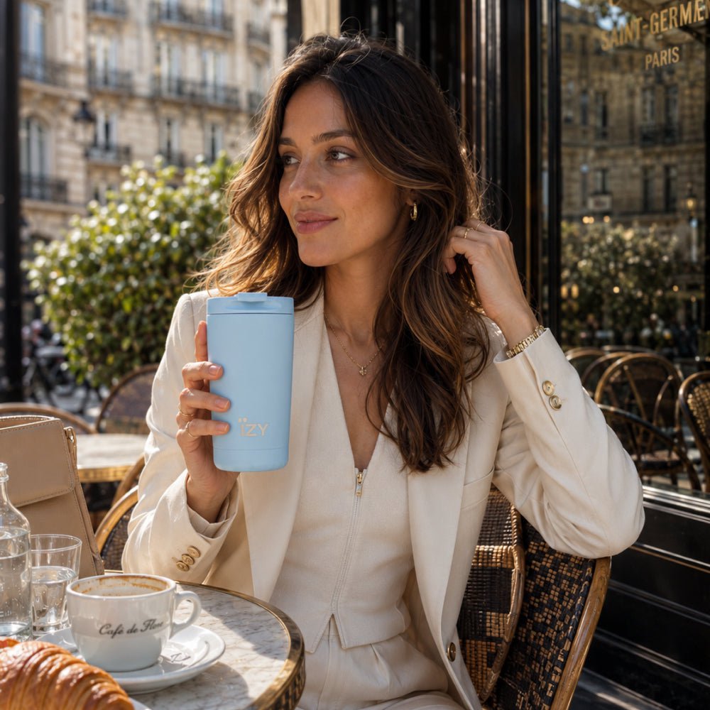 Tasse thermos izy - bleu clair - tasse de café isolée à 350 ml