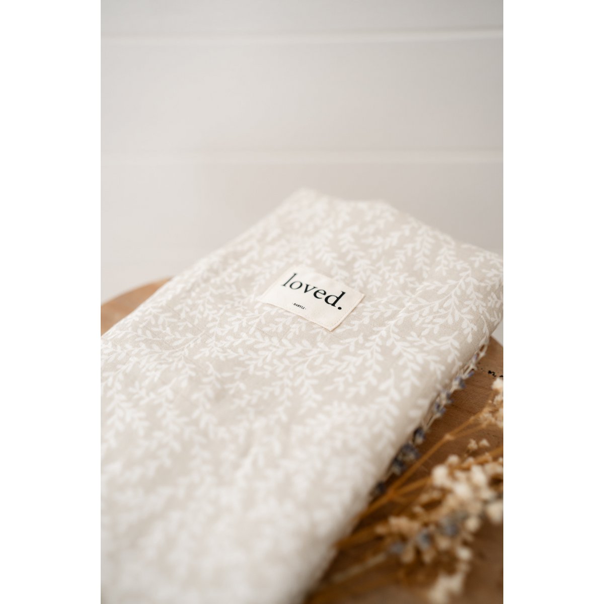 Muslin cloth, nursing cloth 120x120cm fine branches cream