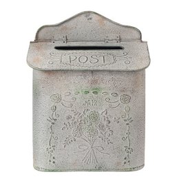 Letterbox 26x10x35 cm graue Eisenblüten Wandbriefbox
