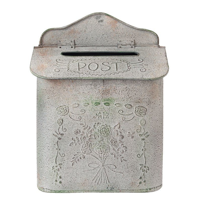 Letterbox 26x10x35 cm graue Eisenblüten Wandbriefbox