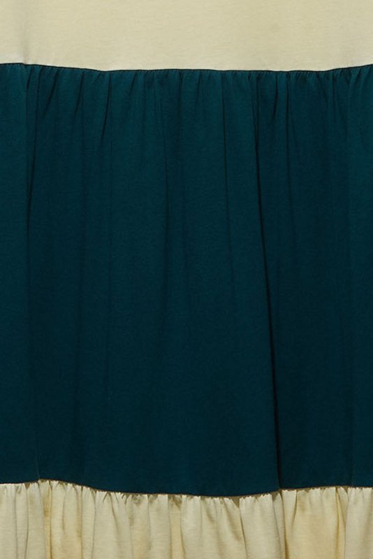 Tilda jurk in lichtgeel en petrol kleuren voor dames