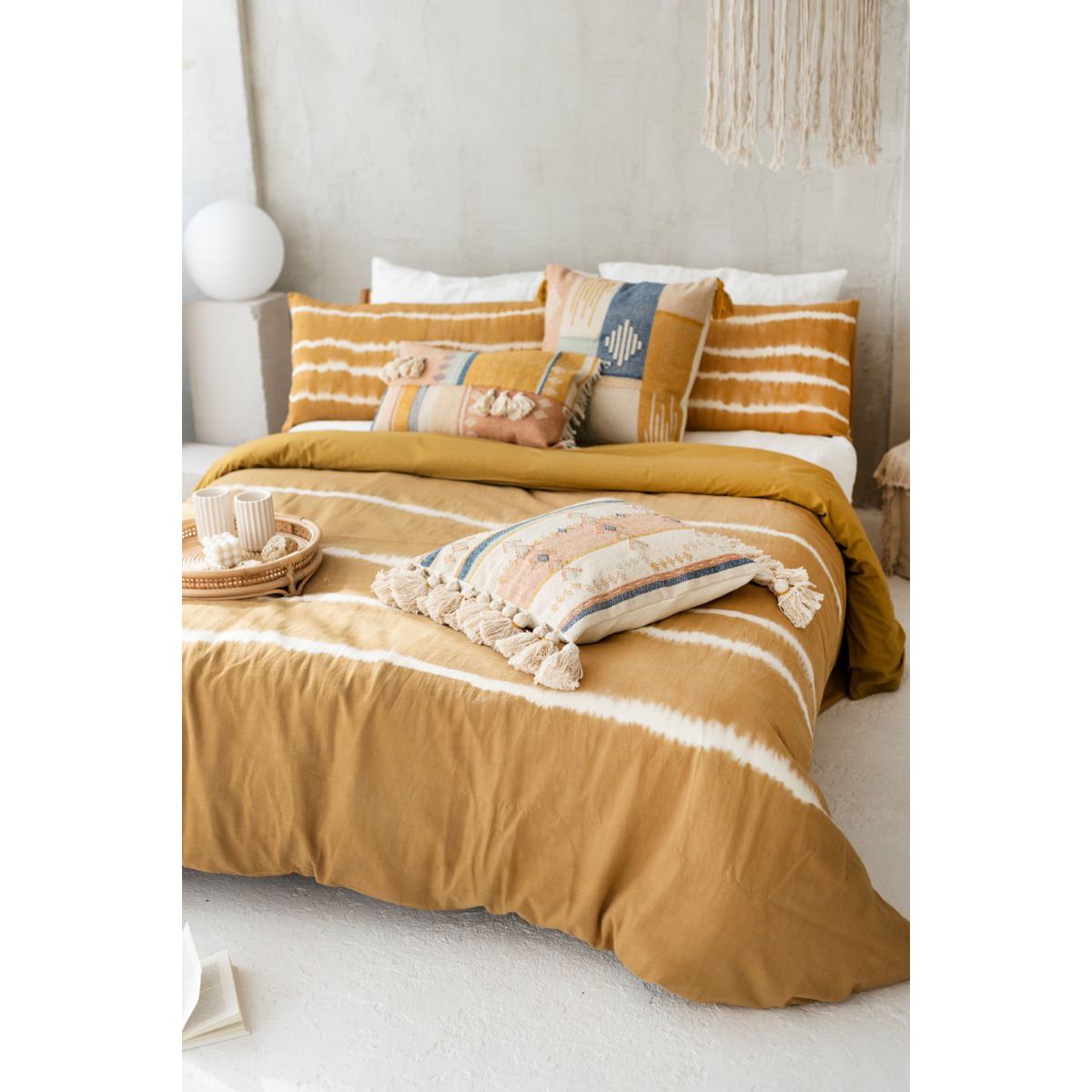 Juego de ropa de cama Shibori - funda nórdica 220 x 240 cm y dos almohadas 40 x 80 cm | Alazán