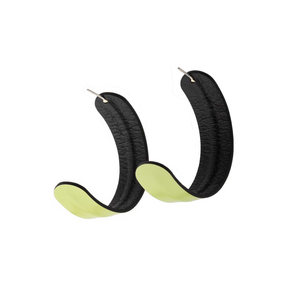 Line hoop earrings green