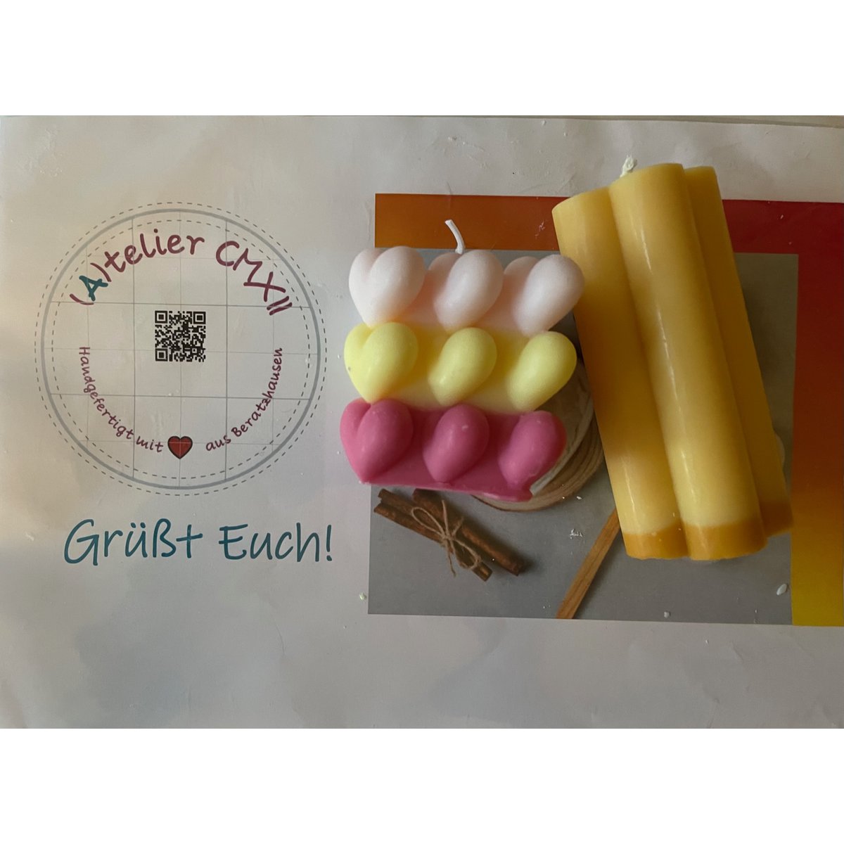 Idée cadeau - Ensemble de bougies cube coeur 3D et roses