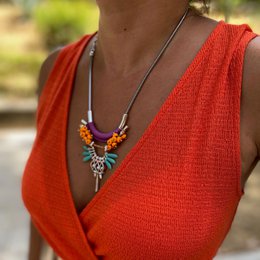 TAMALAMEQUE colorful Frida Kahlo style necklace