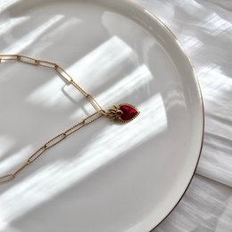 Red Passion - Collana Cuore Sacro in Acciaio placcato oro