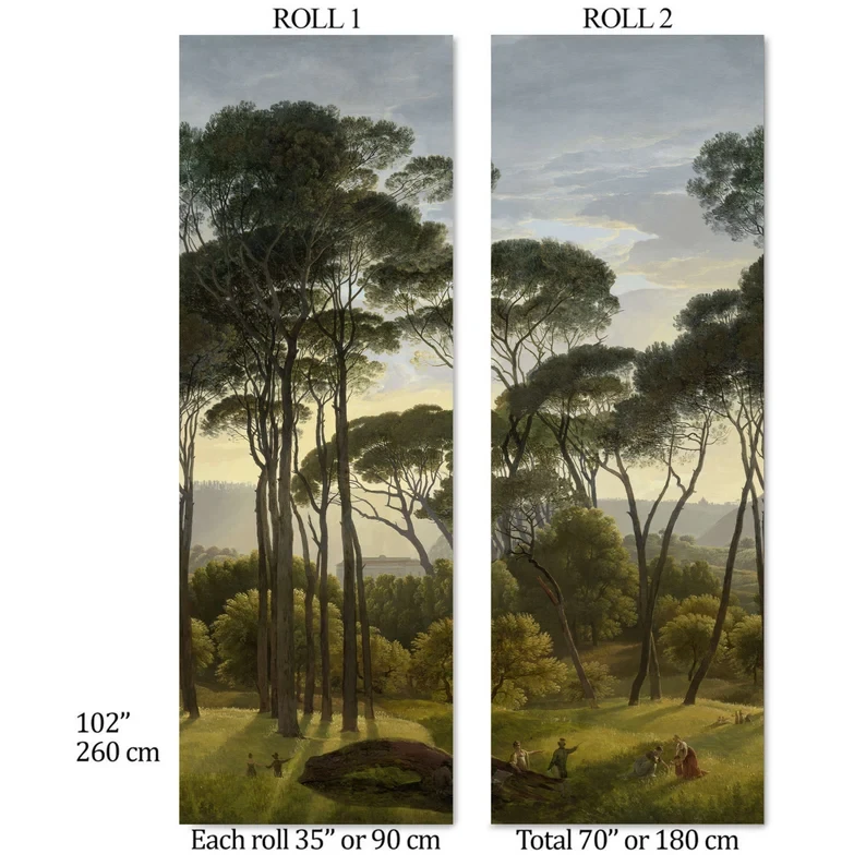 Victoriaans vintage boomlandschap behang