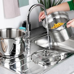 Acciaio a pasta con coperchio di vetro anett 6 l 3 pezzi