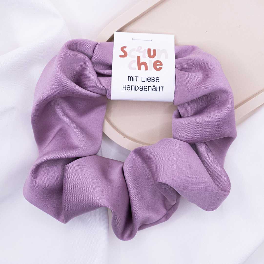 Elastico per capelli in raso viola lavanda - elastico per capelli lucido cucito a mano