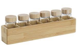 SPICE BOX SET 7 CRYSTAL BAMBOO 32.5X6.5X6.5 NATURAL PC207674
