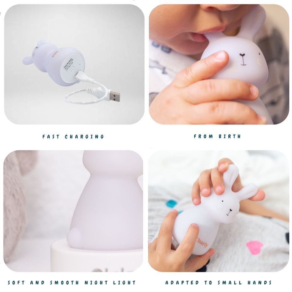 Nachtlampje - Lapin Lou - opladen via USB - blauw