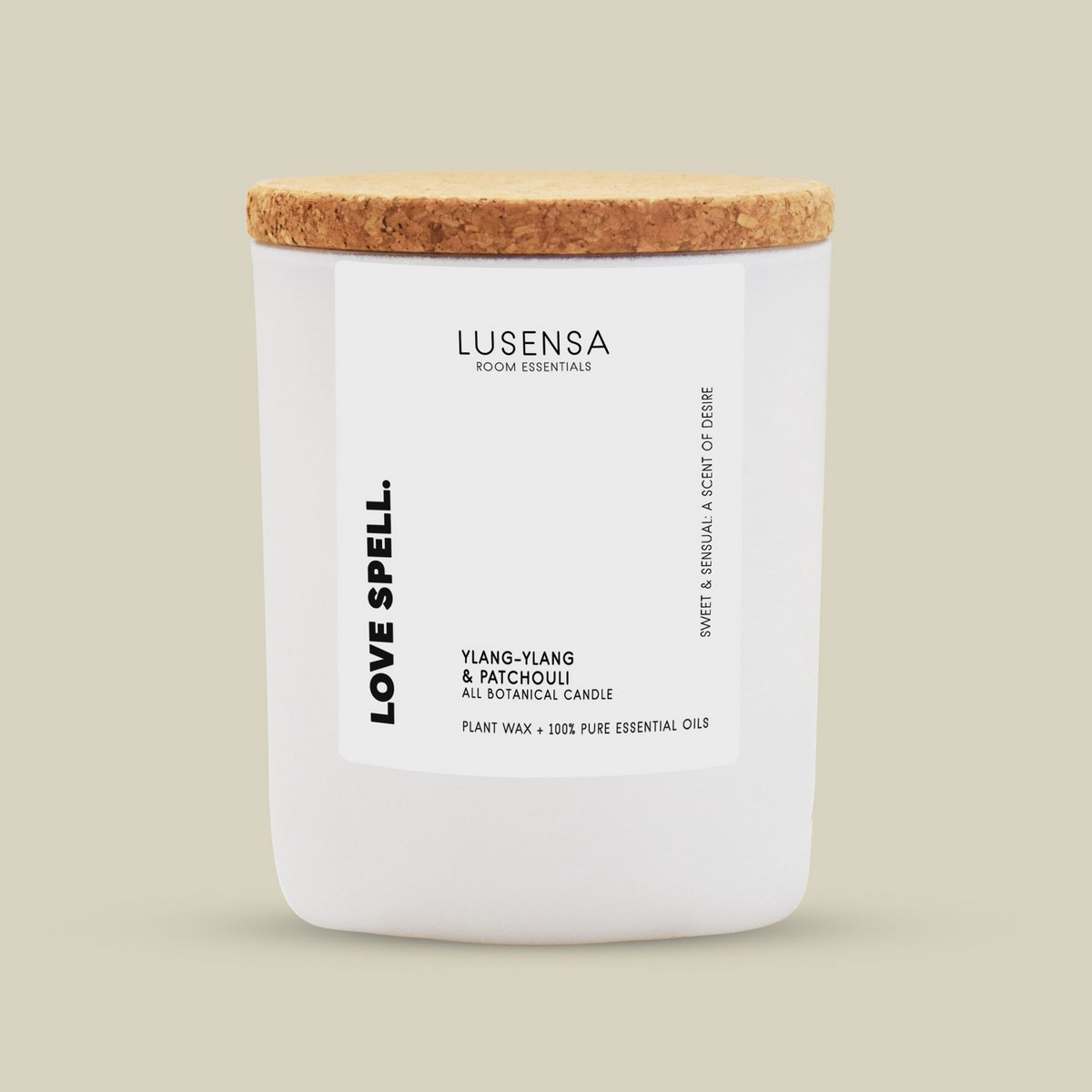 LOVE SPELL Vela perfumada sostenible | Cera de Colza + Aceites Esenciales | 50+ HORAS
