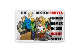 Tin sign saying 18x12cm Best parties in the kitchen decoration