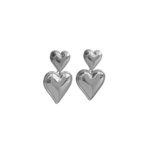 Doppelherz-Statement-Ohrringe – Silber