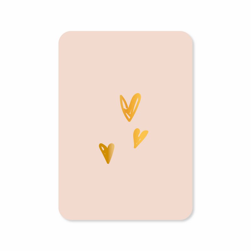 Tarjeta Tres corazones (con lámina dorada)