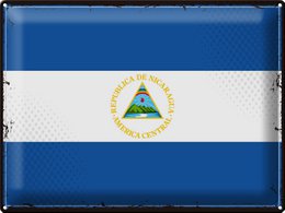 Tin Sign Flag Nicaragua 40x30cm Retro Flag Nicaragua