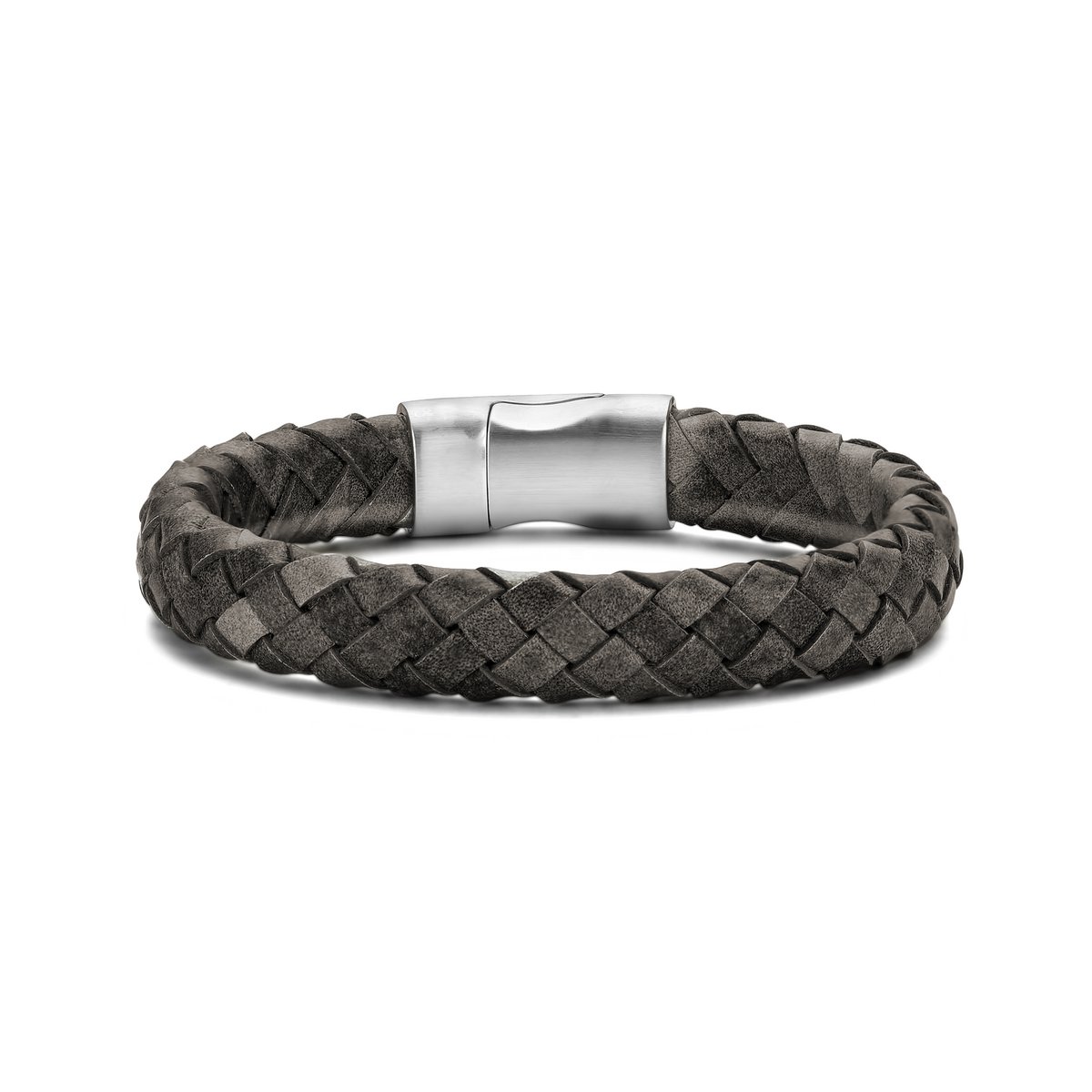 Frank 1967 pulsera cuero trenzado gris oscuro 20cm ips