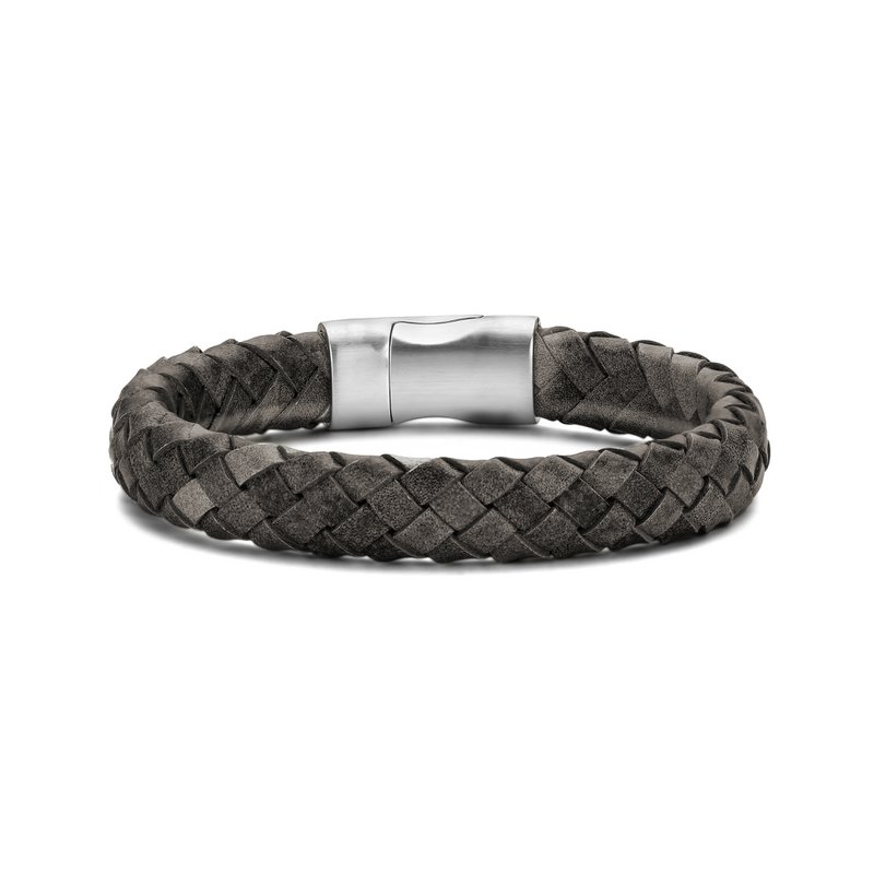 Frank 1967 Armband dunkelgraues geflochtenes Leder 20 cm ips