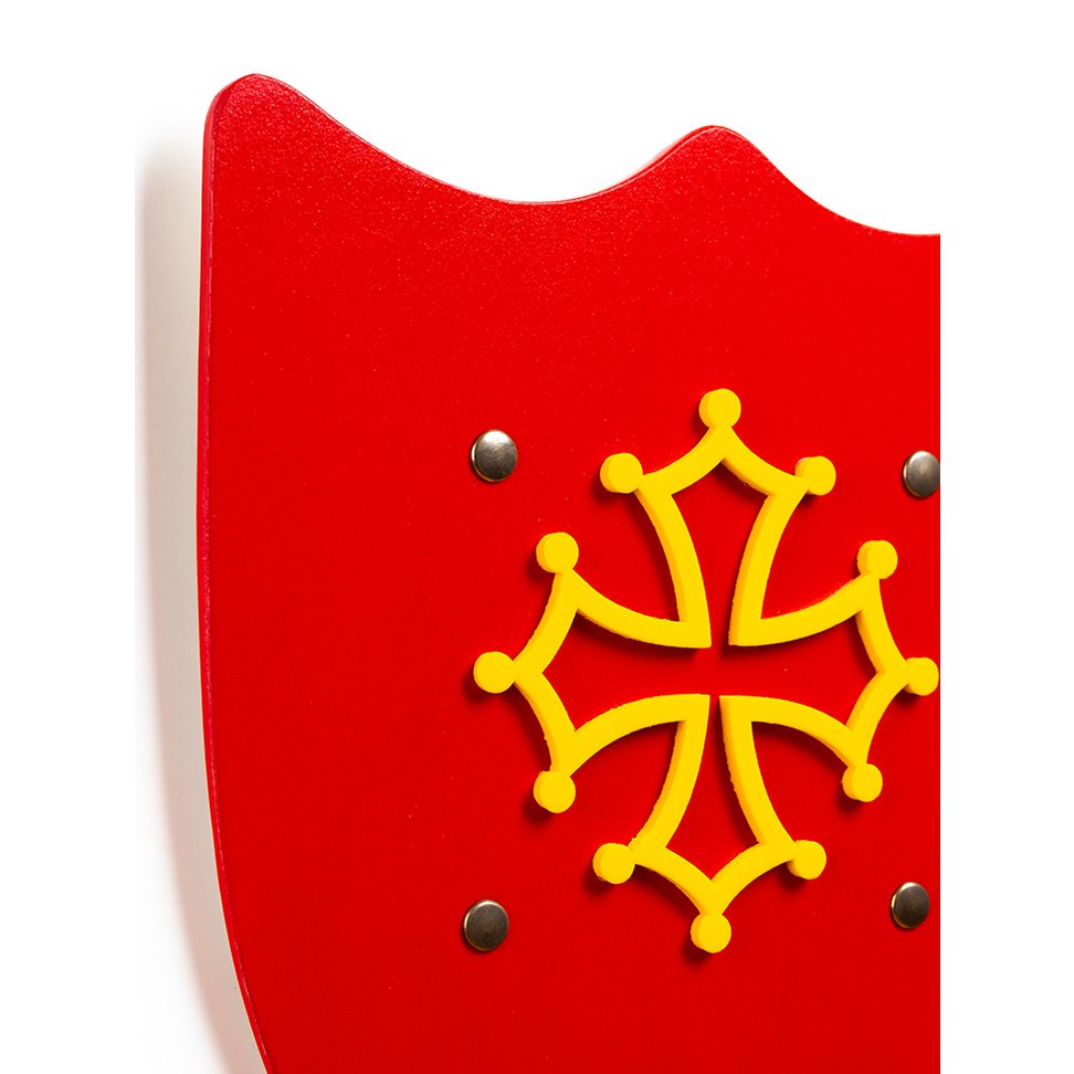 SHIELD HISTORIK L RED WITH OCCITAN CROSS - ST597